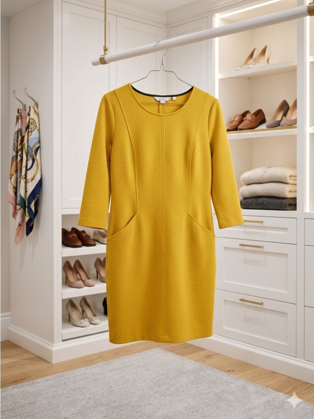Boden Mustard Yellow Ottoman Dress